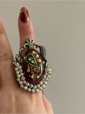 Ornate Vintage Style Bronze Tone Statement Ring